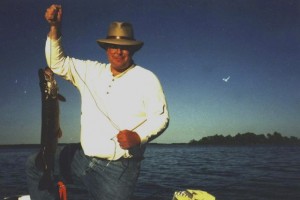 Tom fishing on Leech Lake, Minnesota in the 1980s.
