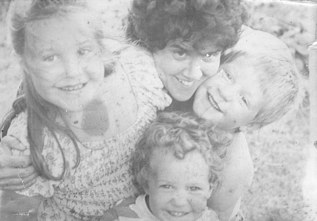Susan and her children in the '80s.