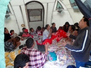 Living in a tent after the earthquake.