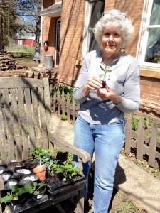 Susan with her garden.