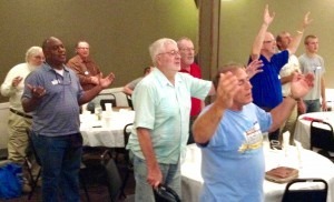 Men worship at the Advance in Hendricks.