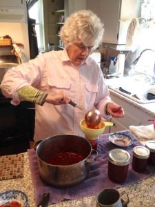Susan making jam.