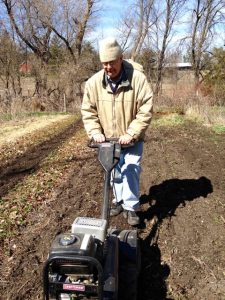 Plowing in the cold for early potatoes and greens.